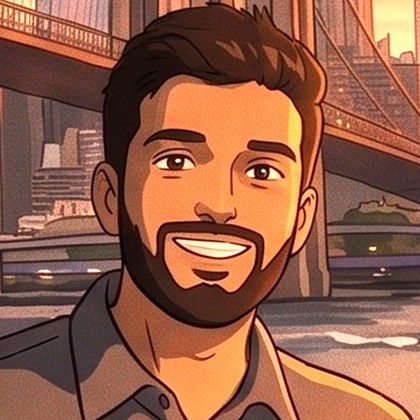 Mihir by the Brooklyn Bridge at sunset